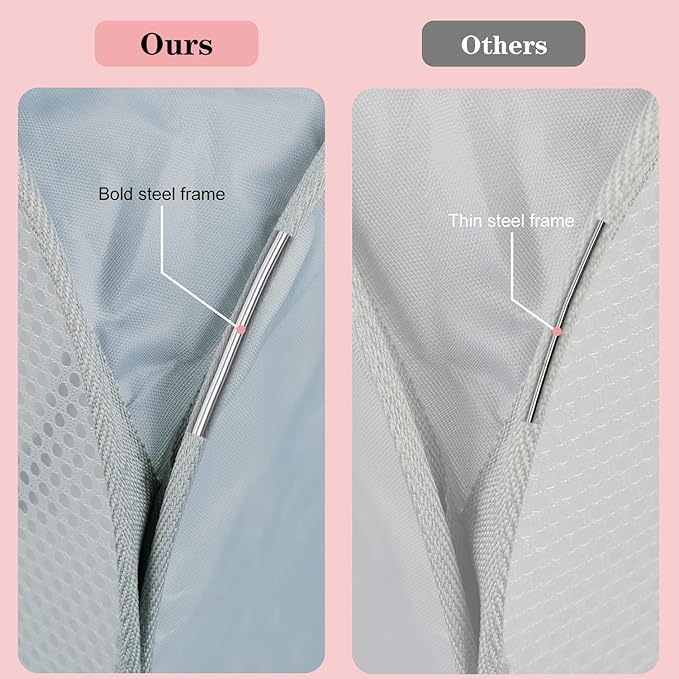 4 PCS Mesh Laundry Hamper,Collapsible Laundry Baskets,75L Large Foldable Dirty Clothes Hamper Storage Basket Horizontal with Side Pocket&carry Handle for Home,Travel grey