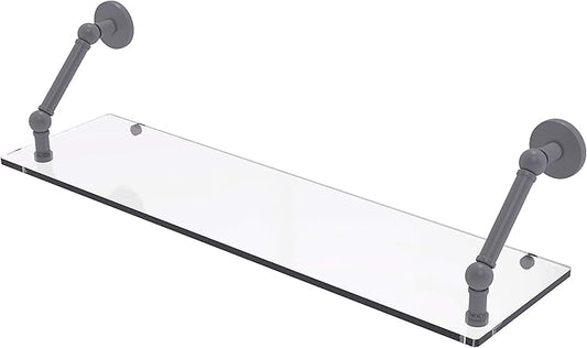 Allied Brass P1000-1-30 Prestige Skyline Collection 30 Inch Floating Glass Shelf, Matte Gray