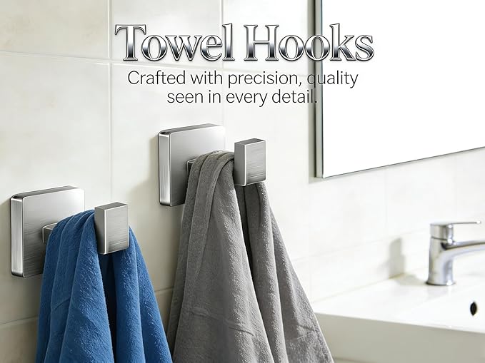 10-Pieces Bathroom Hardware Set Brushed Nickel Bathroom Accessories Set SUS304 Towel Bar Set Includes 2 Towel Bar 16 Inch+2 Towel Holder+2 Toilet Paper Holder+4 Towel Hooks(10, Brushed Nickel)