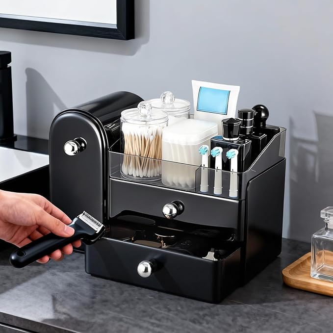 Makeup Organizer,Vanity Organizer with Makeup Brush Holder,Large Skincare Organizers and Bathroom Countertop Organizer,Storage Lipstick,Perfume,Nail Polish,Beauty,Mothers Day Gifts for Women