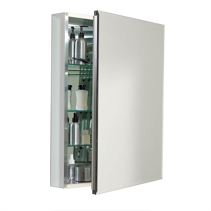 Zenna Home Bathroom Medicine Cabinet with Mirror, Frameless Bathroom Wall Cabinet with Rustproof Aluminum Body, 3 Adjustable Glass Shelves, Recessed or Surface Wall Mount Installation, 24 x 30 Inches
