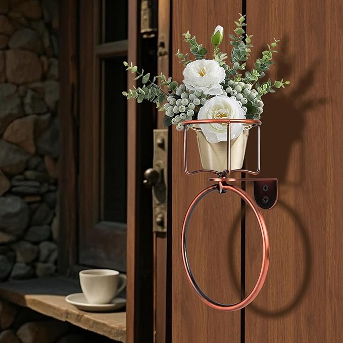 1Pcs Vintage Towel Ring with Candle Holder – Unique Antique Rustic Bathroom Accessories, Towel Holder, Wall-Mounted, Sturdy (Antique)