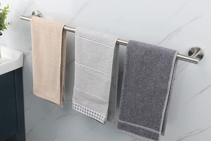 TocTen Bath Towel Bar - Thicken SUS304 Stainless Steel Bathroom Towel Holder, Towel Rod for Bathroom Heavy Duty Wall Mounted Towel Rack Hanger (30IN, Brushed Nickel)