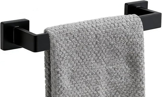 12 Inch Bathroom Towel Bar SUS304 Stainless Steel Matte Black Towel Holder Wall Mounted Heavy Duty Towel Rack Bathroom Towel Rod Modern Square Base Design(1, Matte Black, 12 Inch)