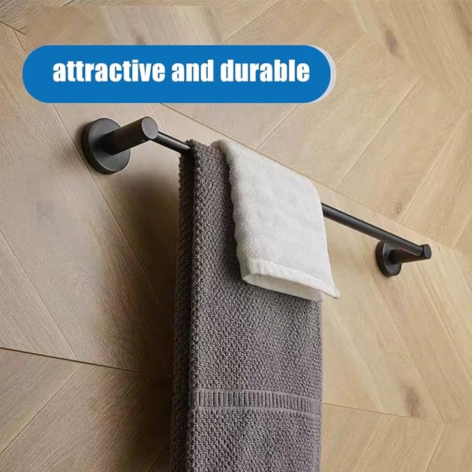 Retractable #304 Stainless Steel Towel Bar, Single bar or Double bar Optional,Adjustable Length from 16 inches to 28.9 Inches (Matt Black, Single Towel Bar)