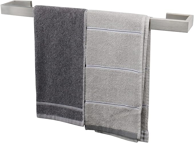 TocTen Bath Towel Rack - Square Base Thicken SUS304 Stainless Steel Towel Bar for Bathroom, Bathroom Bar Accessories Towel Rod Heavy Duty Wall Mounted Towel Holder (Brushed Nickel, 20 Inch)