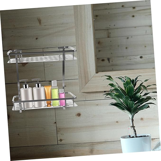Bathroom Wall-Mounted Storage Rack Double Layer Space Aluminum Toilet Shelf for Organizing Items Bathroom Kitchen Dorm Simple and Practical Design