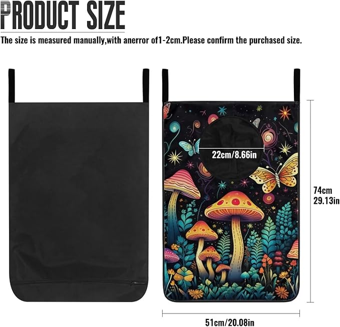ZOUTAIRONG Galaxy Mushroom Hanging Laundry Hamper Dirty Clothes Basket Over The Door Laundry Hamper Black Bag Storage Organizers for Kids Bedroom Dorm Closet Hampers