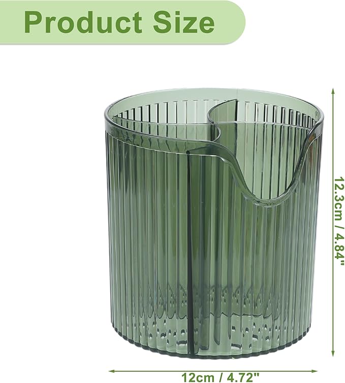 VOCOSTE Makeup Brush Cup, Makeup Organizer, 4 Slot Makeup Brush Holder, Cosmetics Storage Cup, for Vanity for Desktop, for Bathroom Countertops, Clear Green