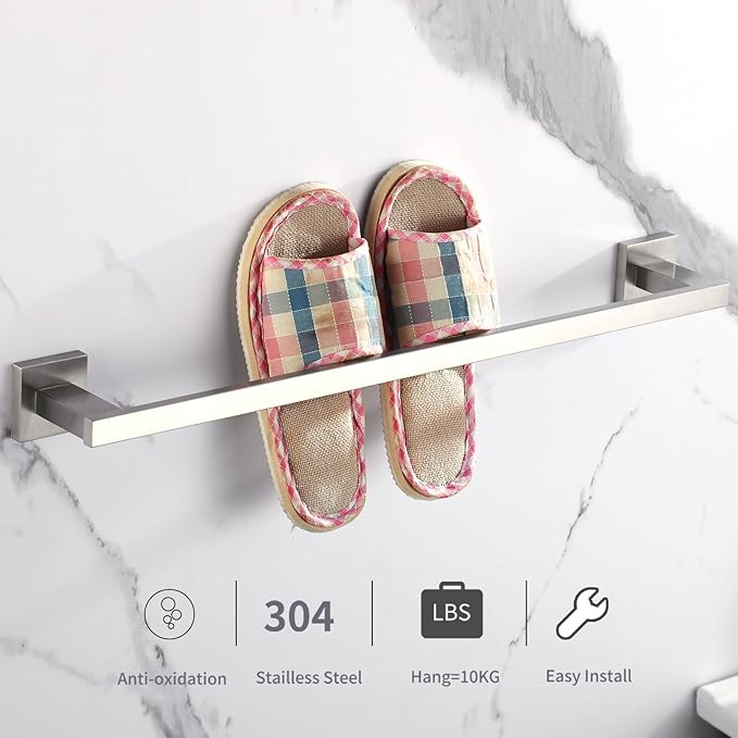 LANC Bathroom Towel Bar for Bathroom Wall Mounted 20-Inche 50CM Brushed Nickel Bath Towel Rack Stainless Steel Towel Rod for Toilet Kitchen Towel Holder Towel Hanger Towel Rail, A9010BN-L5