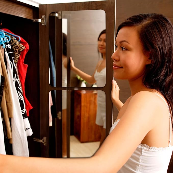Blulu 2 Pcs Magnetic Locker Mirror Small Real Glass School Locker Magnetic Makeup Mirror for Bathroom Household Refrigerator Cabinet (Rectangular,8 x 12 Inches)