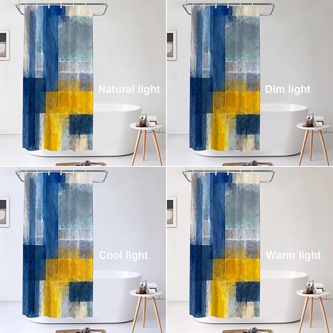Shrahala Brown Abstract Art Decorative Shower Curtain, Grey Contemporary Colorful Bathroom Décor Polyester Fiber Waterproof with Plastic Rings for Shower Stall Bathtubs 72 X 36 in