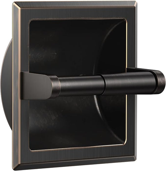 FORIOUS Recessed Toilet Paper Holder, Stainless Steel Durable Tissue Roll Holder Wall Mount for Bathroom Space Saving Design with Mounting Bracket, in Wall Toilet Paper Dispenser, Oil Rubbed Bronze