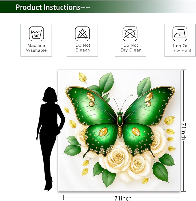 Dreamrflove Butterfly Shower Curtain, 1 Itembutterfly Shower Curtains for Bathroom, Green Butterfly Floral Shower Curtain, 72x72 Inch Waterproof Polyester Insulated Home Decor
