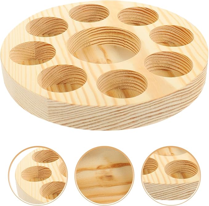 STAHAD Box Essential Oil Display Stand Small Bottle Tray Wooden Nail Polish Organizer Display Shelf Essential Oil Bottles Holder Nail Oil Holder Round Bottle Pine Pure Solid Wood Storage