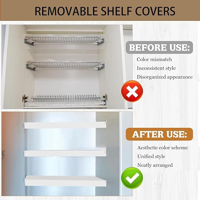 Wire Rack Covers Pantry Shelf Covers 16x16x2in White with 10 Hard PVC Corner Guard,Wire Rack Cover for Decoration Smaller Things Closet Kitchen Pantry Bathroom Shelves