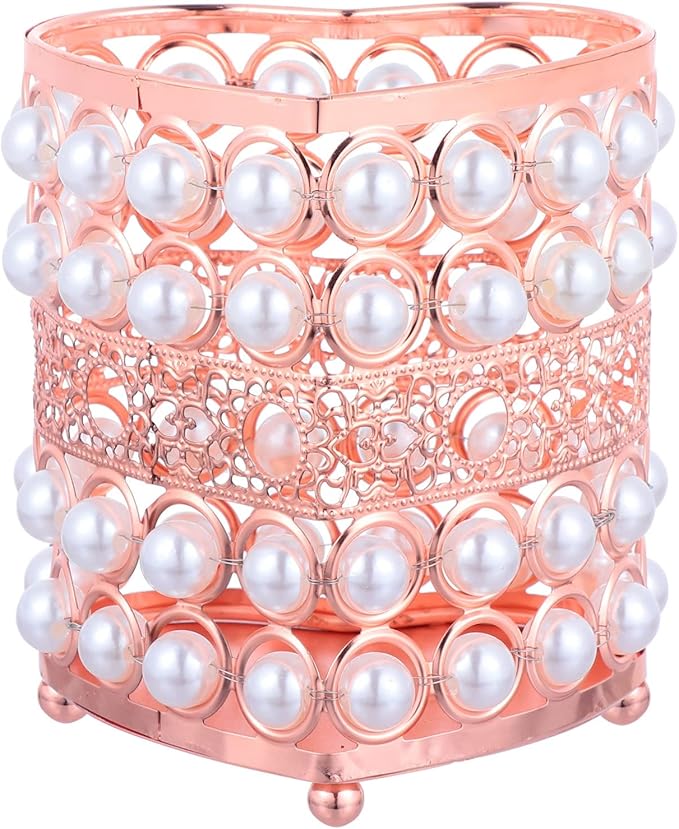 minkissy Tabletop for Pearl Stationery Durable Gold Pencil Dressing Cosmetic Cup Rose Eyebrow Nail Organizing Organizer Holder Luxury Eyeliner Metal Pen Brush Storage Beads