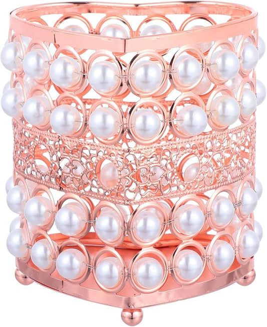 minkissy Tabletop for Pearl Stationery Durable Gold Pencil Dressing Cosmetic Cup Rose Eyebrow Nail Organizing Organizer Holder Luxury Eyeliner Metal Pen Brush Storage Beads