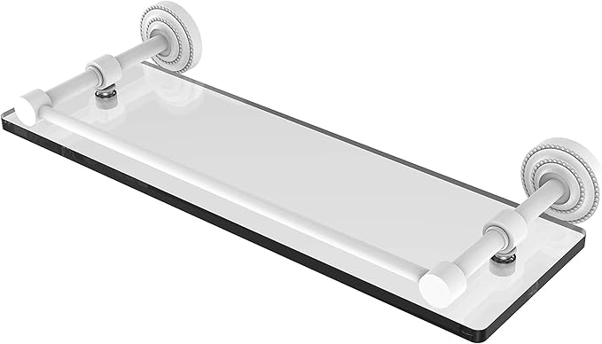 Allied Brass DT-1/16-GAL Dottingham 16 Inch Gallery Rail Glass Shelf, Matte White