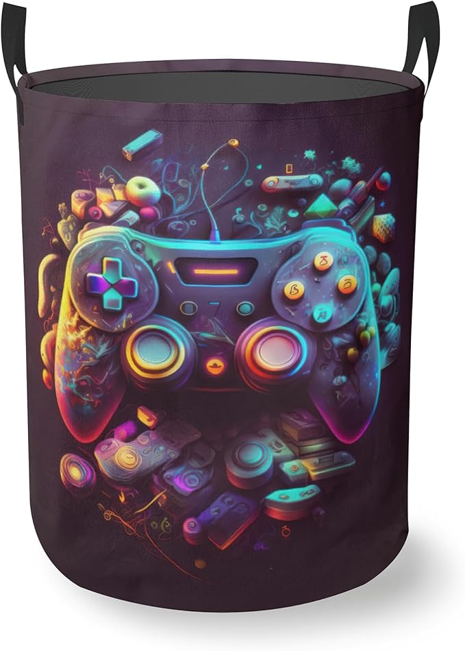Laundry Hamper Foldable Oxford Cloth Game Controller Laundry Basket With Handle Portable Clothes Storage Organizer Basket Storage Bag For Laundry Room/Bedroom/Bathroom