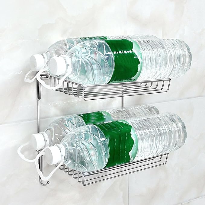 Fafeicy Stainless Steel Folding Storage Rack, 2 Tier Wall Mounted Bathroom Shelves Kitchen for Home Bathroom Kitchen