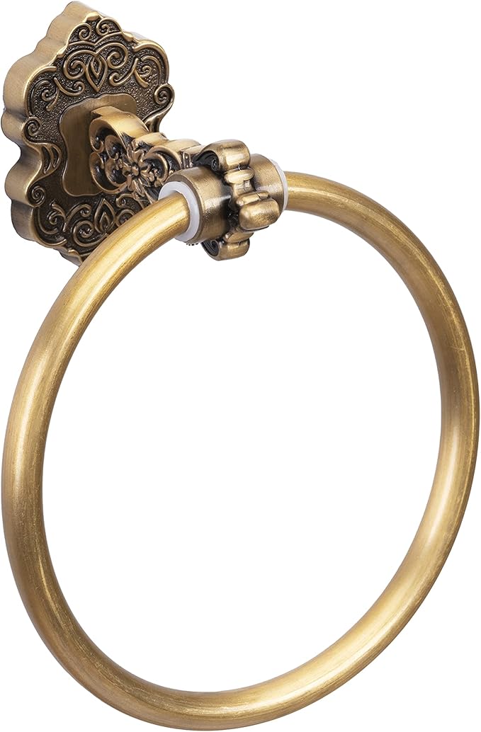 SDH Bathroom Towel Ring - Vintage Style Antique Brass Towel Hanger - Wall Mount Kitchen & Bathroom Hand Towel Holder - Pack of 1 Heavy Duty Decorative Aluminum Hanging Ring for Bathroom Towel Storage