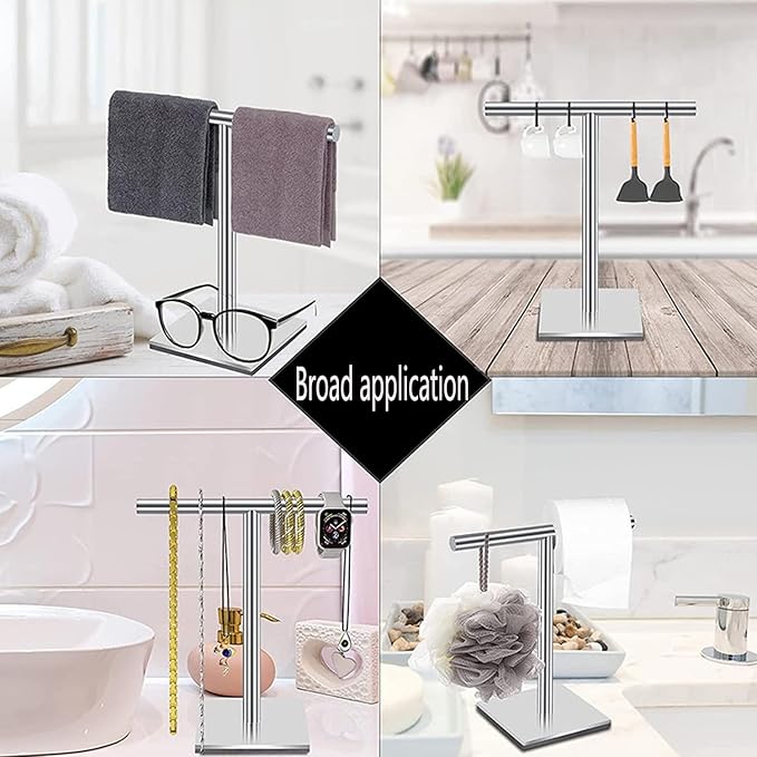 Freestanding Hand Towel Holder Countertop Modern Stand Towel Rack with Square Base Space Saving 304 Stainless Steel Hand Towel Holder Silver Finished