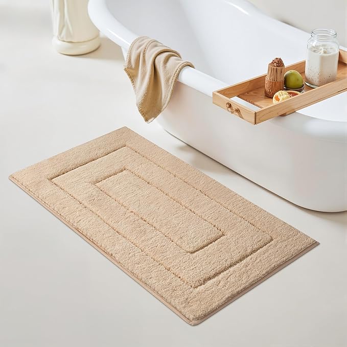 GRANNY SAYS Bathroom Rug Mat, Bath Mats for Bathroom Non-Slip, 24" x 43", Super Soft and Water Absorbent, Microfiber Bath Rugs, Machine Wash Dry, Large Bath Rugs for Floor, Khaki