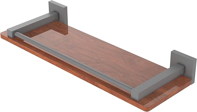 Allied Brass MT-1-16-GAL-IRW Montero Collection 16 Inch Solid IPE Ironwood Gallery Rail Wood Shelf, Matte Gray