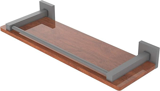 Allied Brass MT-1-16-GAL-IRW Montero Collection 16 Inch Solid IPE Ironwood Gallery Rail Wood Shelf, Matte Gray