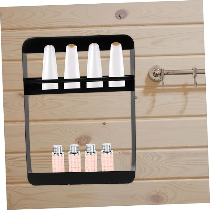 LIFKOME Wall Mounted Storage Rack Multi Functional Bathroom Shelf for Shampoo and Cosmetics Easy Installation Space Saving Design No Drilling Required