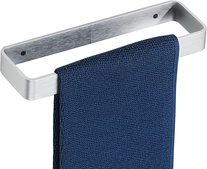 SAYAYO Brushed Nickel Hand Towel Holder for Bathroom Wall, 10 Inch Self Adhesive Towel Bar Hand Towel Rack Square Heavy Duty