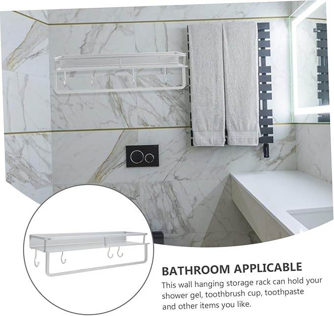 SHOWERORO Bathroom Decor Wall Shelves for Bathroom Wall-Mounted Storage Rack No Punching Glue Installation Aluminum Material Sturdy