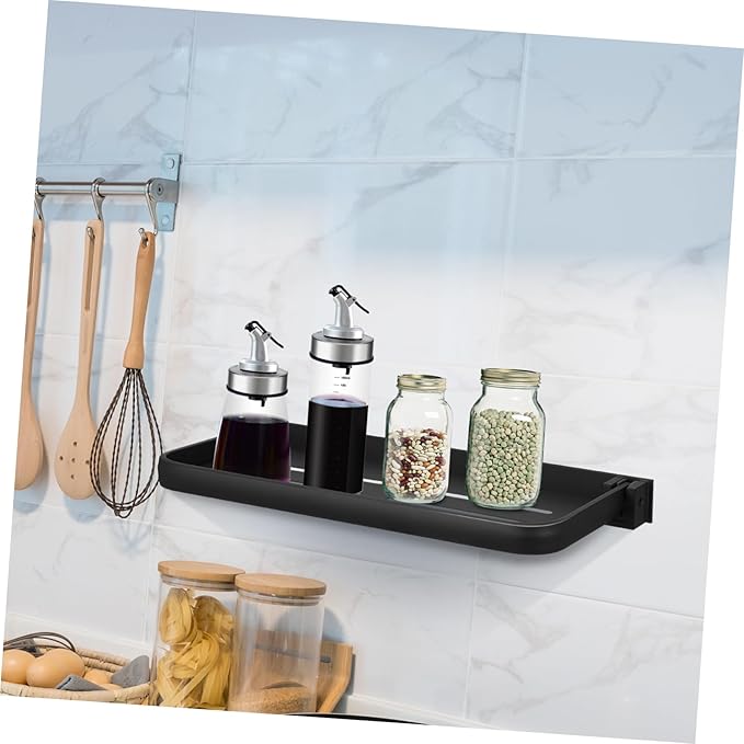 TIDTALEO Foldable Wall Shelf for Bathroom Kitchen Laundry Metal Storage Rack with Drainage Easy Installation Stylish Design Space Saving Organizer for Toiletries Cosmetics