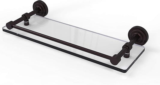 Allied Brass DT-1/16-GAL-ABZ Dottingham 16 Inch Gallery Rail Glass Shelf, Antique Bronze