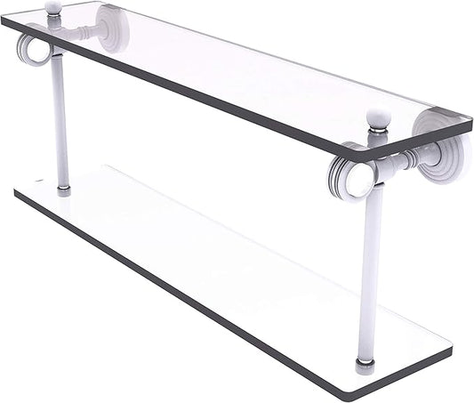 Allied Brass PG-2D-22 Pacific Grove Collection 22 Inch Two Tiered Dotted Accents Glass Shelf, Matte White