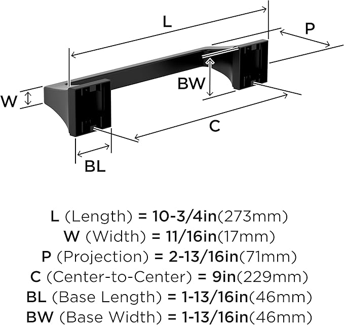 Amerock Mulholland Matte Black 9 inch (229mm) Towel Bar, BH36025MB
