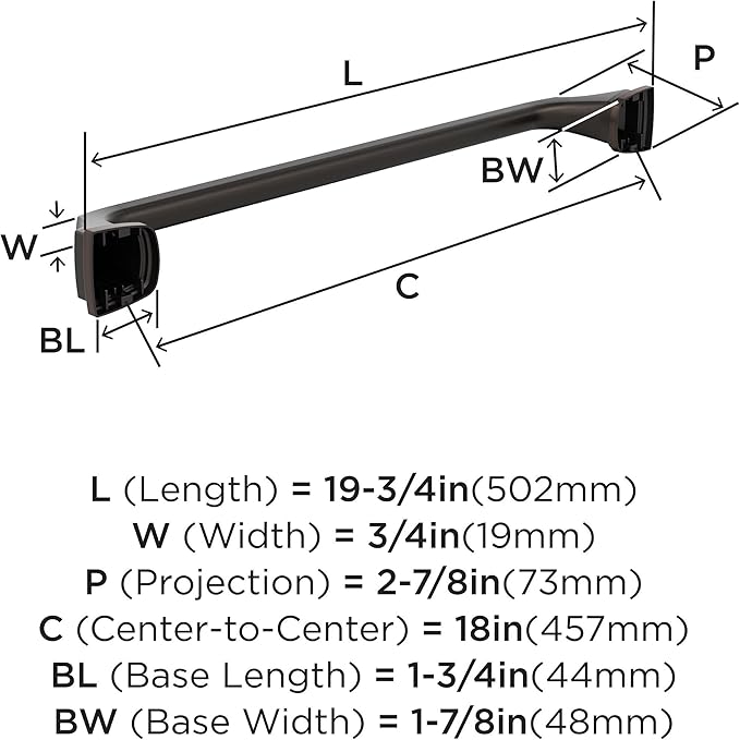Amerock BH36033ORB | Oil Rubbed Bronze Towel Bar | 18 in (457 mm) Towel Rack | Revitalize | Bathroom Towel Holder | Bathroom Hardware | Bath Accessories