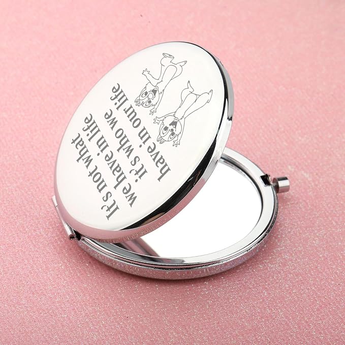 WUSUANED Chip Makeup Mirror It Not What We Have in Life It Who We Have in Our Life Mirror Dale Fan Gift Cartoon Inspired Gift Squirrel Lover Gift (Cute Squirrel Mirror Steel)