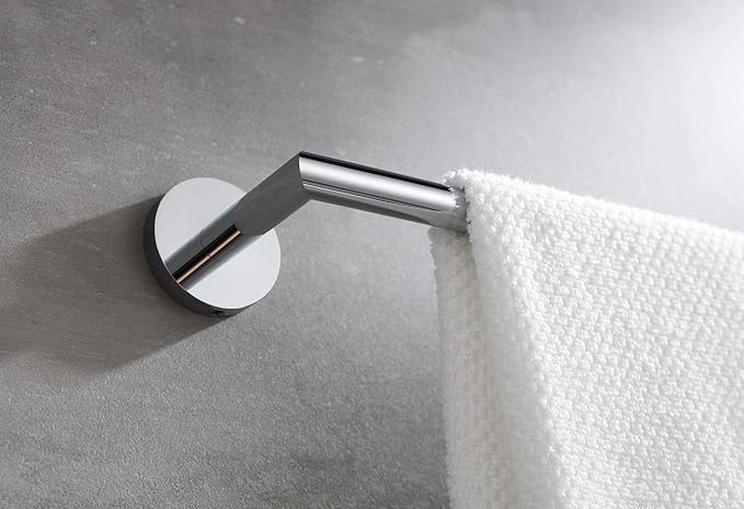 Towel Racks for Bathroom, Chrome Towel Bar, Wall Mounted Towel Holder, Modern Hotel Style Bath Towel Rail, Brass, 077070-CR Leo Series