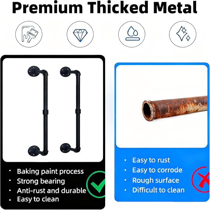 Industrial Pipe Towel Rack for Rolled Towels,Towel Rack for Bathroom,Wall Mounted Metal Towel Holders for Small Bathroom,Bathroom Organizer Storage,5.5" W x 30" H,Black