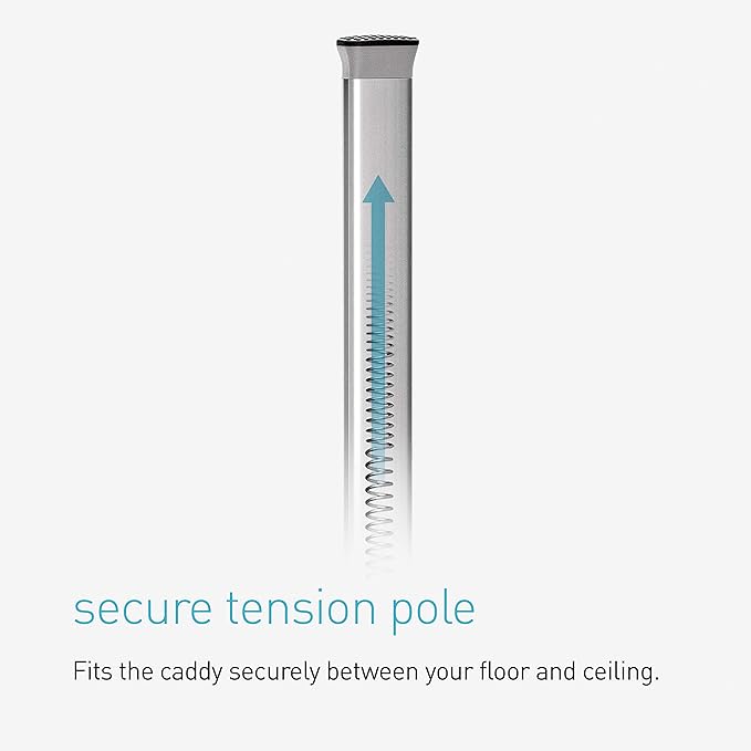 simplehuman 9' Tension Pole Shower Caddy, Stainless Steel and Anodized Aluminum