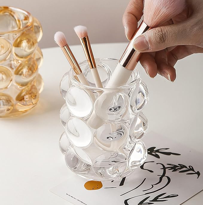 KNC Pen Pencil Container Multi-Purpose Bubble Design Glassware Comb Makeup Brush Holde Office Desk Accessories Storage Cosmetic Tools Organizer Cup