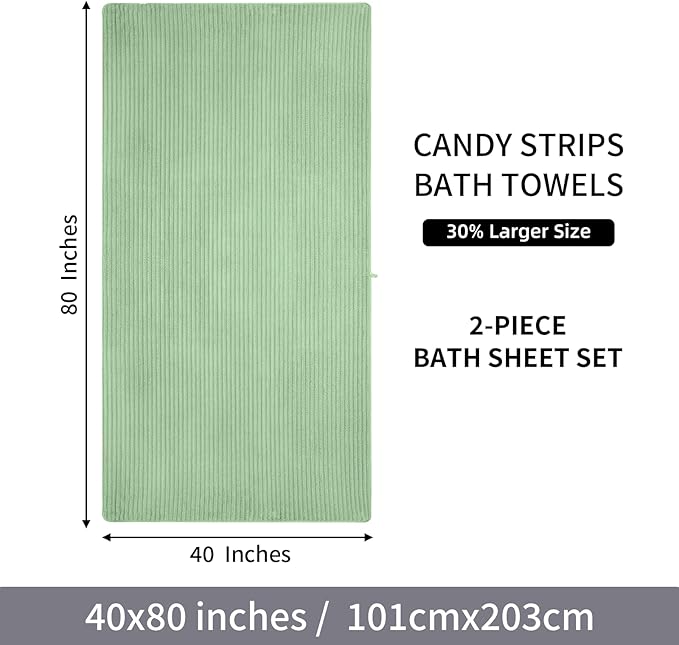 Oversized Bath Sheets 40x80 Inches Extra Large Bath Towels for Adults Super Soft Quick Dry Highly Absobent Microfiber Shower Towels for Bathroom, Pool, Gym, Yoga Towel(Sage Green, 2Piece)