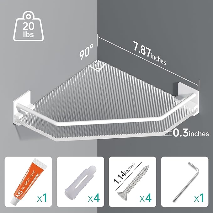 Acrylic Corner Bathroom Counter Organizer - 2 Tier Countertop Storage Shelves for Dresser, Kitchen, Laundry, Dorm Room (White)