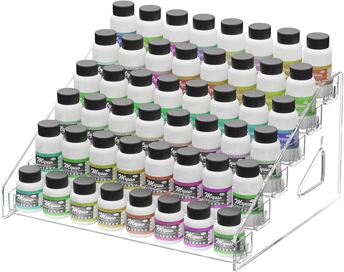 6 Layers Acrylic Paint Organizer, Painting Bottle Holder, Miniature Paint Holder, Craft Hobby Rack Shelf, Snap-on Design Easy Assembly Storage Rack for Citadel, Apple Barrel, Folkart -2oz Craft Paints