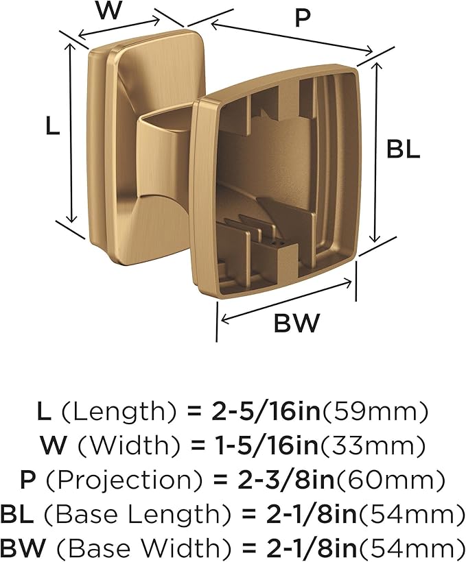 Amerock BH36030CZ | Champagne Bronze Single Robe Hook | 2-1/8 in. (54 mm) Length Towel Holder | Revitalize | Towel Hook for Bathroom | Bathroom Hardware | Bath Accessories