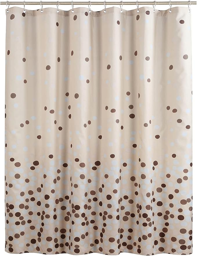 Fabric Shower Curtain, Sand Khaki Brown Ombre Polka Dot Shower Curtains for Bathroom, Waterproof Bathroom Curtains, 72" W x 72" H