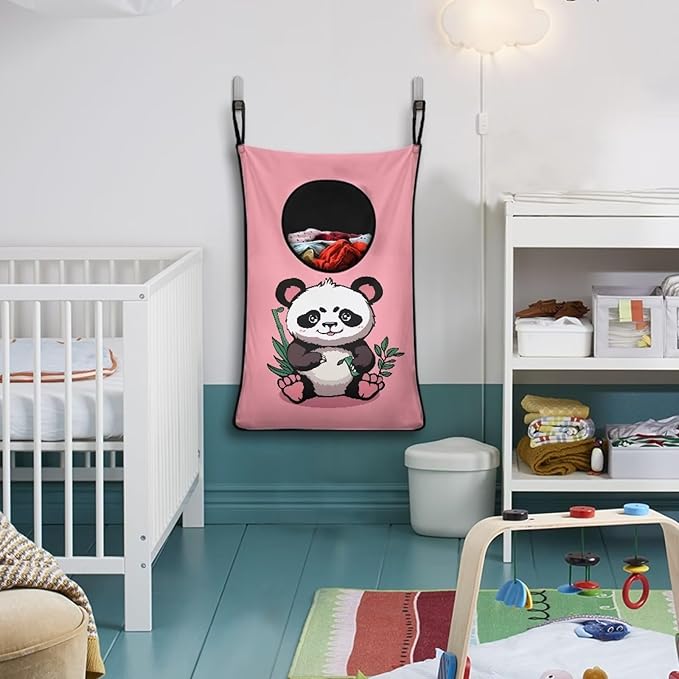 ZFRXIGN Cute Panda Hanging Laundry Hamper Large Capacity Laundry Bag Toys Storage Organizers for Girls Bedroom, Closet, Home, Dorm Over The Door Laundry Hamper Pink Animal