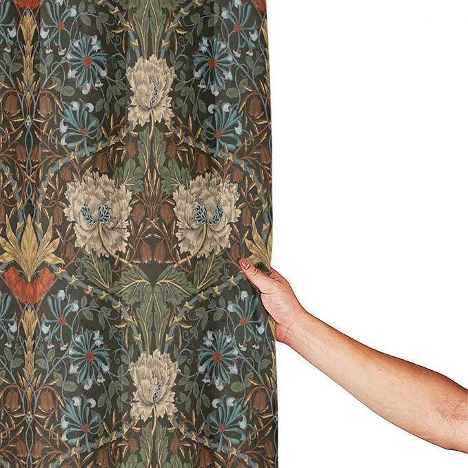 Retro Flower Shower Curtains William Morris Vintage Country Boho Flower Art Print Shower Curtains 72""×84"" Inch, Style-1